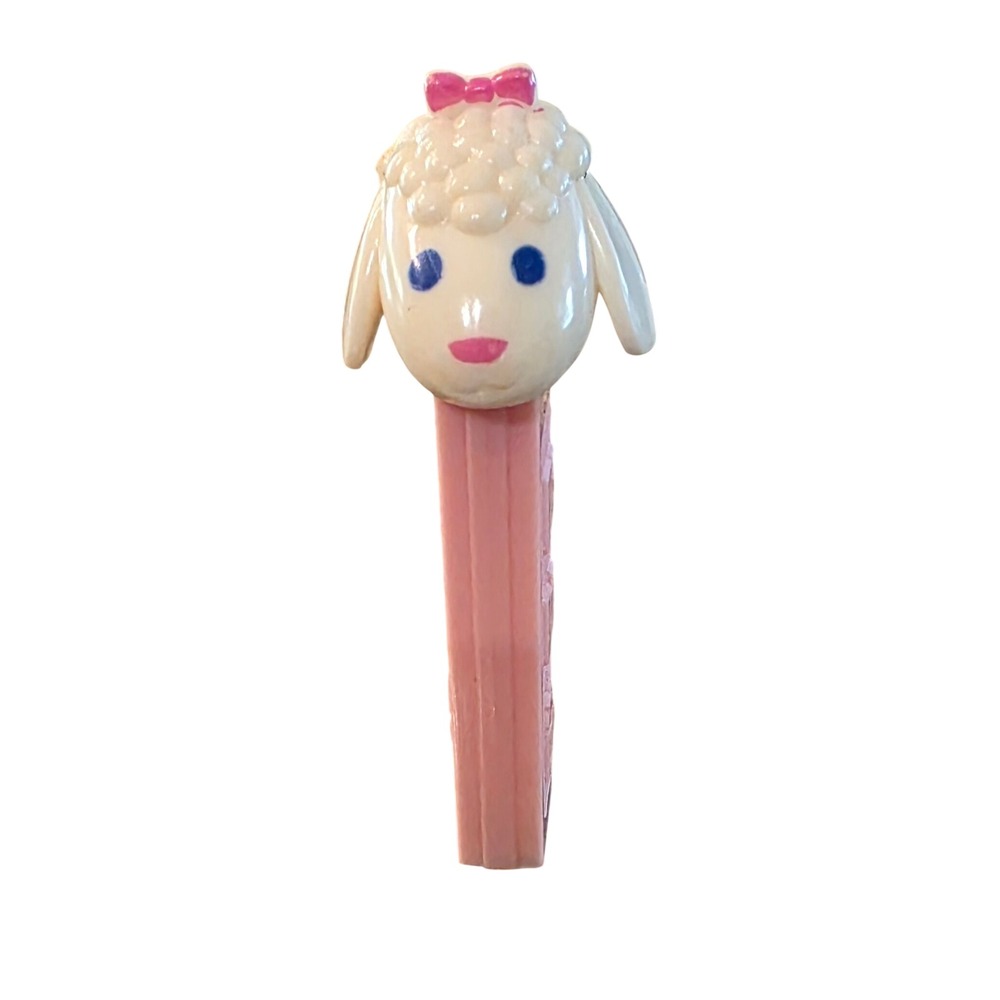 Vintage PEZ Lamb with Pink Bow No Feet Dispenser Made in Austria Patent 2620061